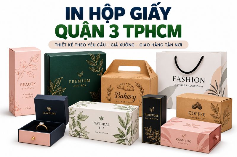 In hộp giấy Quận 3 TPHCM – Giá xưởng, thiết kế theo yêu cầu